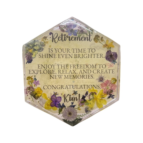 Everlasting Bloom Retirement Plaque - Personalized Resin Real Flowers