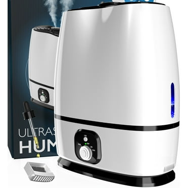 Everlasting Comfort 6L Cool Mist Humidifier for Bedroom Filterless, Quiet, with Essential Oil Tray (White)