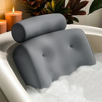 Everlasting Comfort Bath Pillow Fast Drying Bathtub Cushion for Head, Neck and Back, Gray