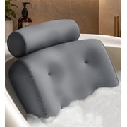 Everlasting Comfort Bath Pillow Fast Drying Bathtub Cushion for Head, Neck and Back, Gray