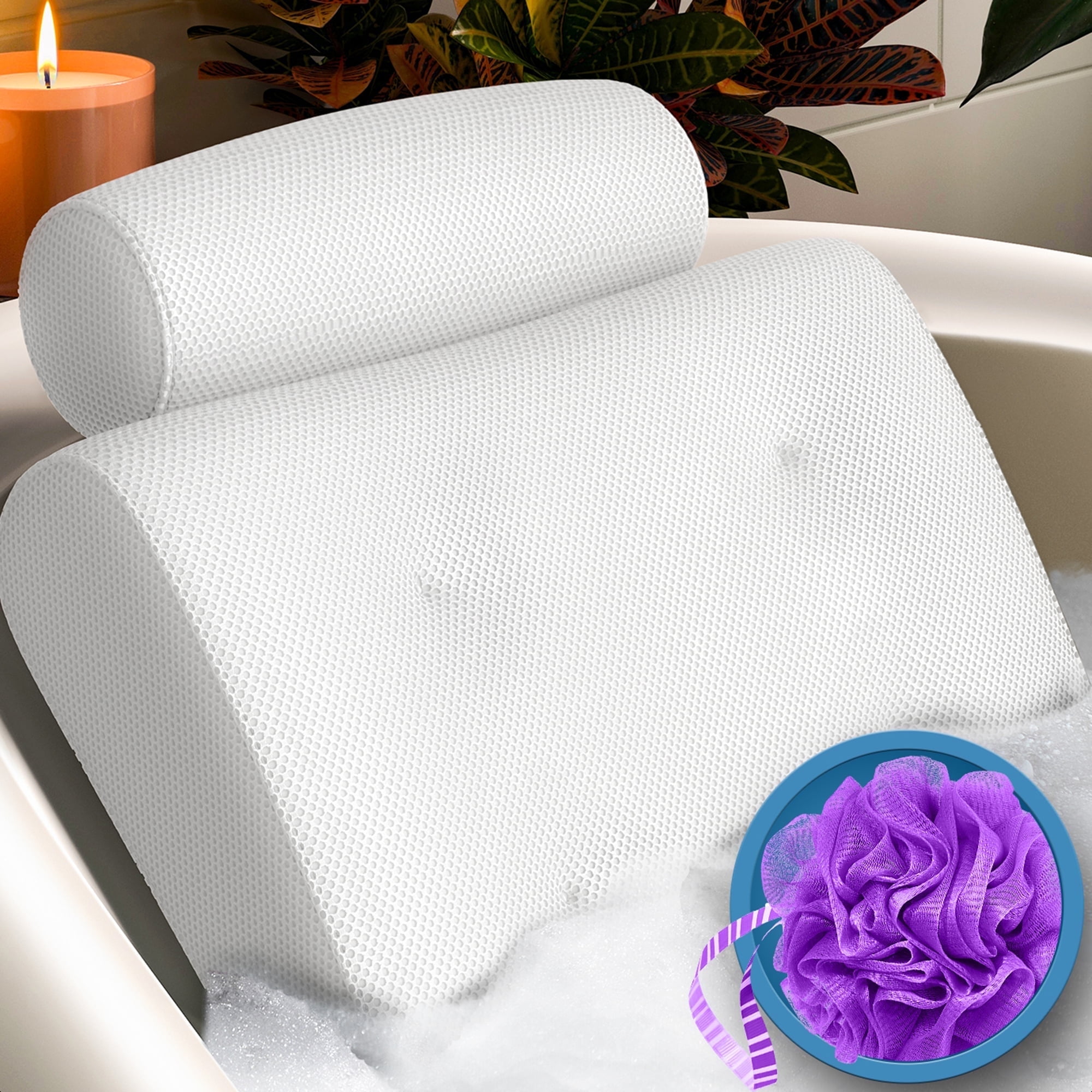 Everlasting Comfort Bath Pillow - Luxury Head, Neck, and Back Cushion with Suction Cups for Bathtub and Spa