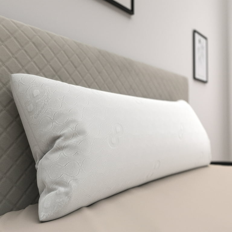 Everlasting Comfort Body Pillow for Adults Adjustable Memory Foam 20 x 54 inch with Viscose from Bamboo Cover and Cooling Pillowcase White