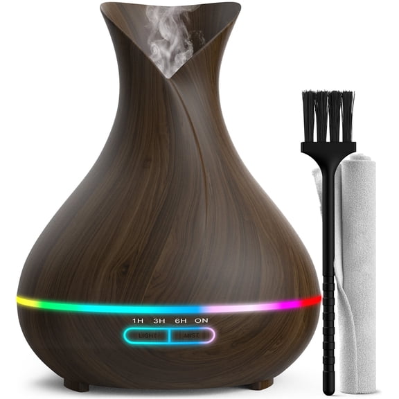 Everlasting Comfort Dark Wood Essential Oil Diffuser (13 Ounce) - Small & Large Room Home Aromatherapy Air Scents