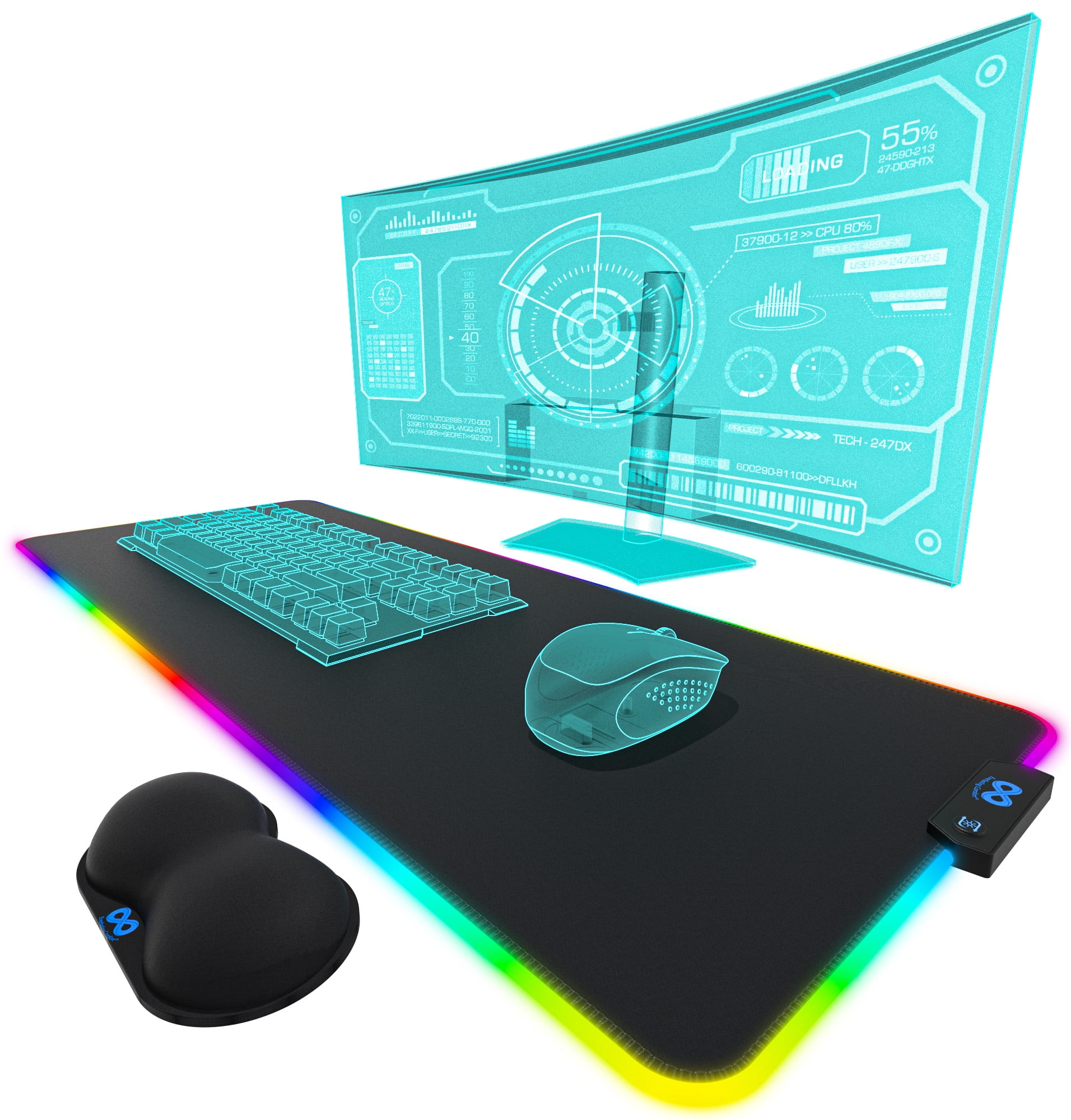 Everlasting Gaming Mouse Pad Oversized Mouse Pad with Wrist Support, 14 Color Modes, Waterproof Gaming Accessories (Black) - Walmart.com