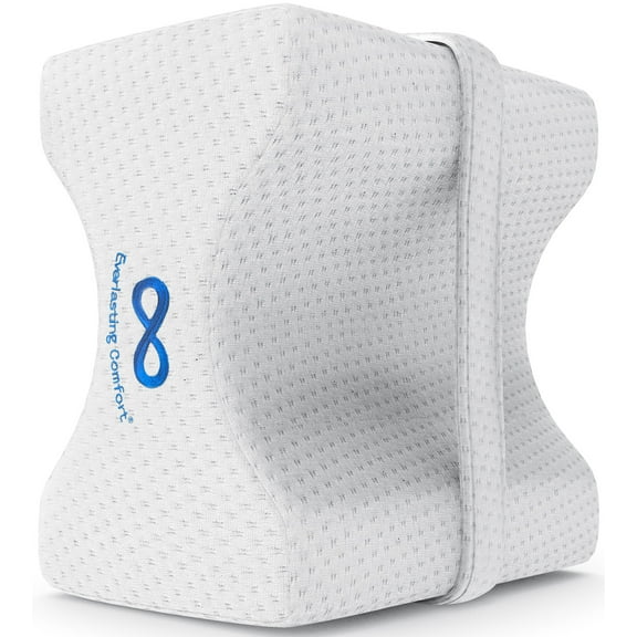 Everlasting Comfort Knee Pillow for Sleeping, Prevents Knee Clashing, Hip, Lower Back, Leg, and Sciatic Nerve Pain Relief Pillows for Side Sleepers (White)