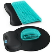 Everlasting Comfort Mouse Pad with Keyboard Wrist Rest Ergonomic Memory Foam Desk Cushion for Carpal Tunnel, Black