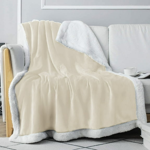 Everlasting Comfort Sherpa Fleece Throw Reversible Machine Washable (50 x 65 in) - Snow White