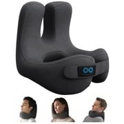 Everlasting Comfort Upgraded Airplane Neck Pillow Memory Foam Travel Headrest, Gray