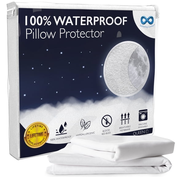 Everlasting Comfort Queen Pillow Protectors, Waterproof Stain Resistant 20 x 30"(2-Pack)
