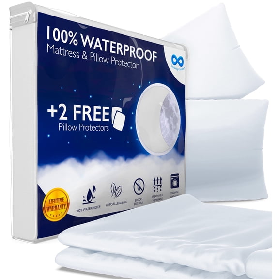 Everlasting Comfort Polyester Waterproof Twin Mattress Protector with 2 Pillow Protectors