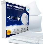 Everlasting Comfort Waterproof Polyester Mattress Protector with 2 Pillow Protectors, Twin
