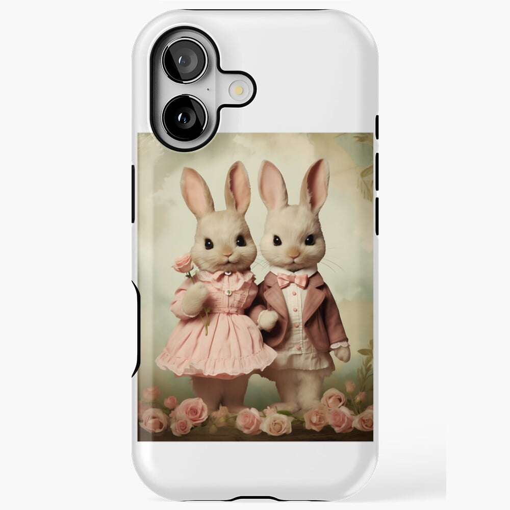 Everlasting Embrace Vintage Rabbit Love iPhone Case 17 11 12 13 14 15 ...