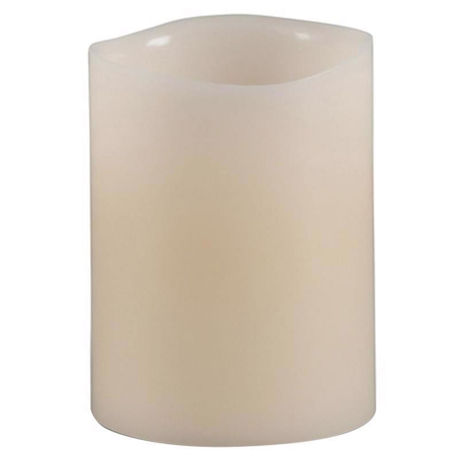 Bisque Vanilla Scented Flameless LED Pillar Candle with Wavy Edge