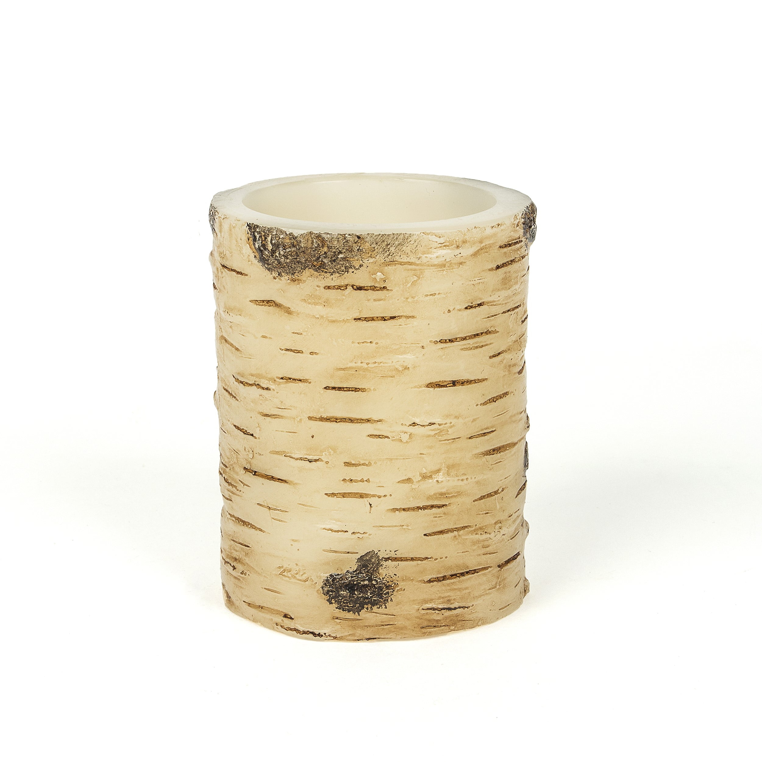 Everlasting Glow Wax Birch Carved Flameless LED Candle with Timer