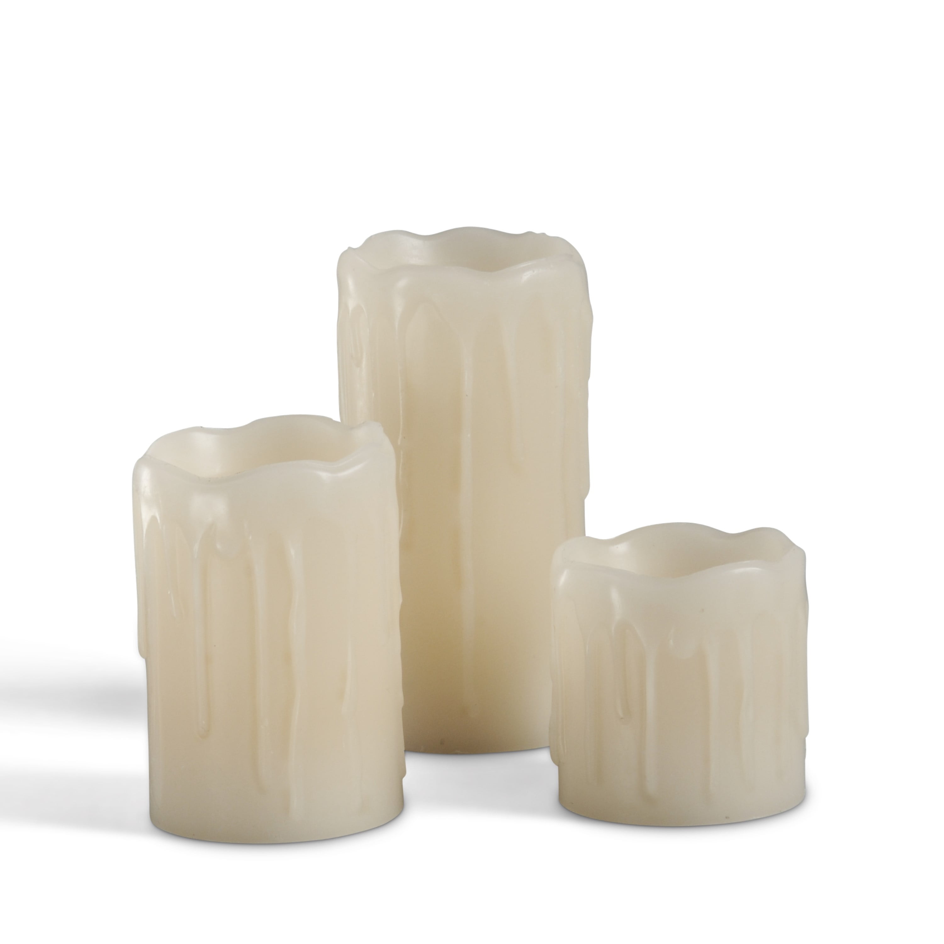 Everlasting Glow Wax Drip Votive with Soft Glow Flicker (Set of 3), Bisque