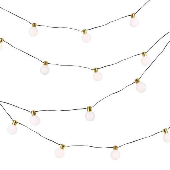 Everlasting Glow White & Gold Light Garland 30 Warm Battery LED with Timer