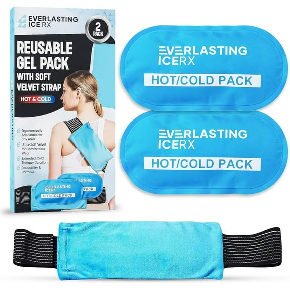 Everlasting Ice RX Gel Ice Pack Wraps, Reusable Hot and Cold Pack for Pain Relief, 2 Pack