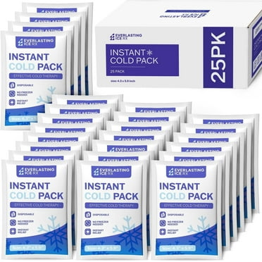 Everlasting Ice RX Instant Ice Packs Cold Compress Disposable Ice Packs for Pain Relief and Minor Injuries, 25-Pack