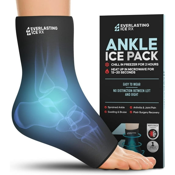 Everlasting Ice RX Reusable Ankle Ice Pack Wrap for Foot Pain and Achilles Tendonitis Relief, L-XL
