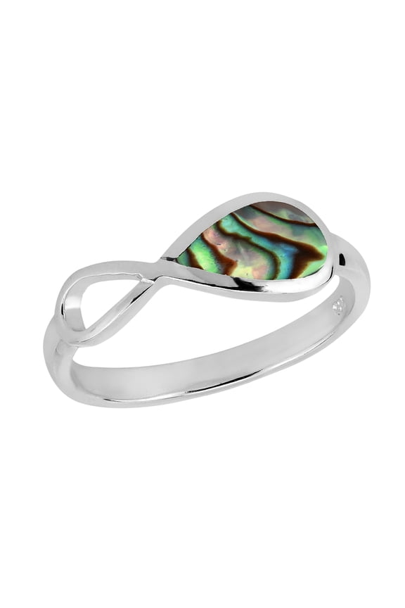 Everlasting Infinity Bond Semi Abalone Shell inlay Sterling Silver Ring-8