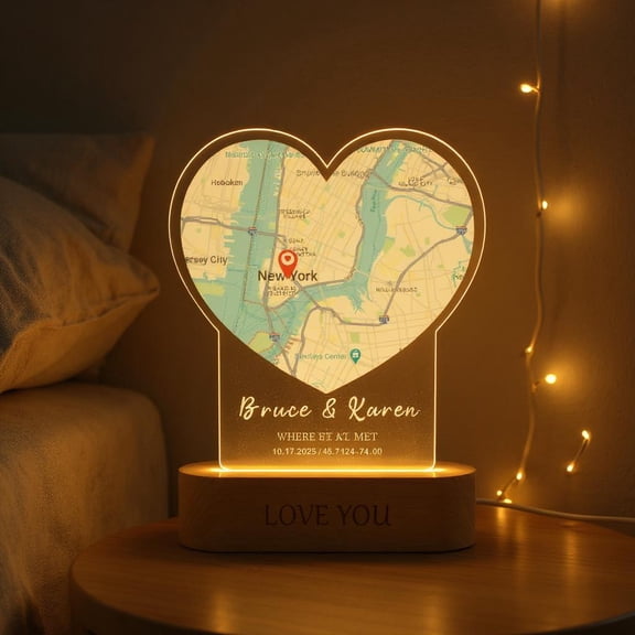Everlasting Love Photo Custom LED Lamp Acrylic Plaque Wooden Base Anniversary Gift For Couples Home Decor Light