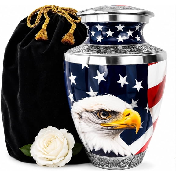 American Eagle Cremation Urn for Human Ashes Patriotic Memorial Urn for a Man or Woman Strength, Freedom, and a Life Well Remembered