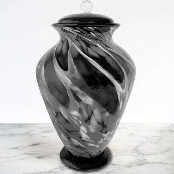 Everlight Memorials Silver Radiance Hand Blown Glass Cremation Urns for Human Ashes