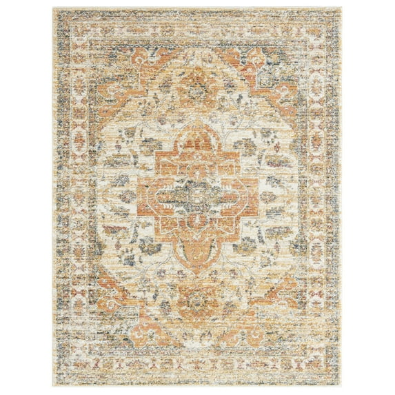 Everloom Magnolia Leta Vintage Botanical Area Rug, Beige/Rust, 7'10"x10'2"