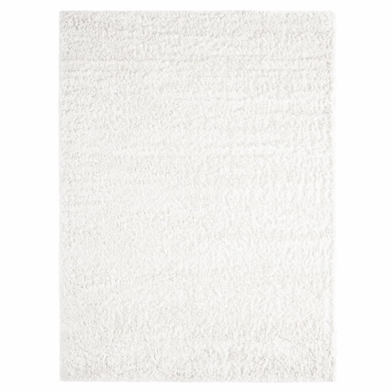 Everloom Royal Shag Pearl Modern Super Soft Solid Area Rug, White, 5'2"x7'2"