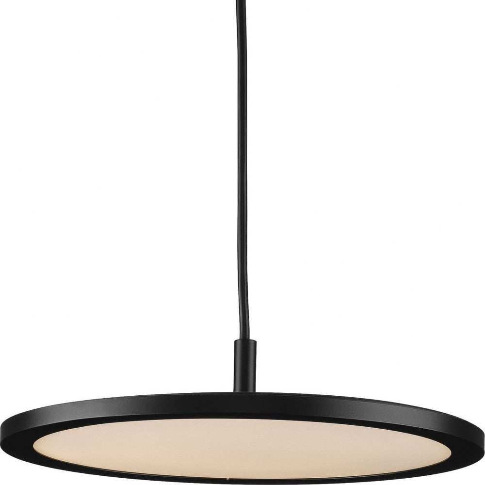 Everlume 11" Matte Black Modern LED Pendant with Edge-Lit Diffuser