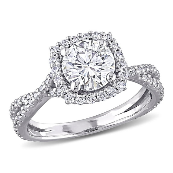 Everly Women's Created Moissanite 10K White Gold Engagement Ring