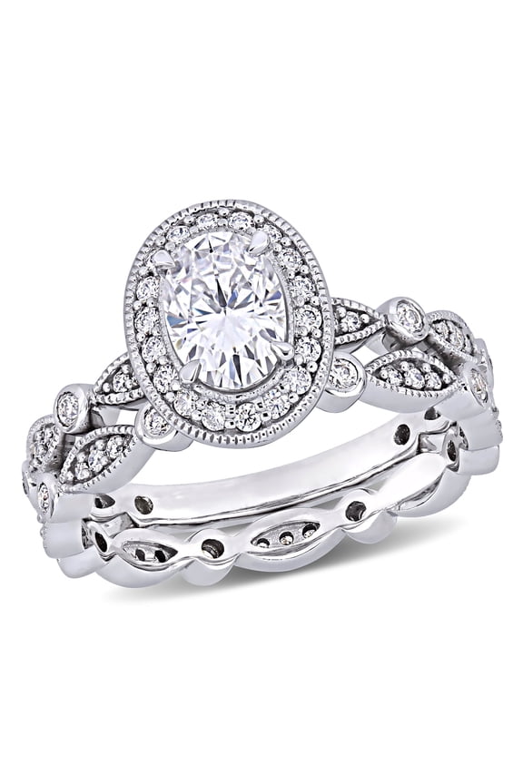 Women's Created Moissanite 10k White Gold Bridal Set