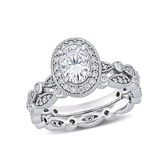 Everly Women's Created Moissanite 10k White Gold Bridal Set