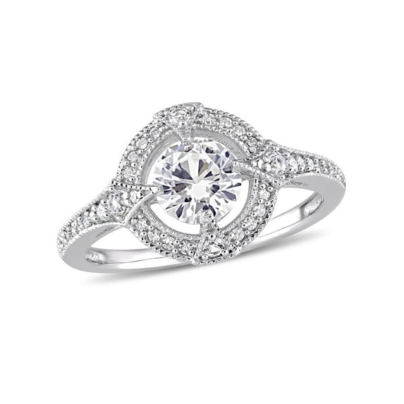 Everly Women's Created Sapphire and Diamond Sterling Silver Engagement Ring