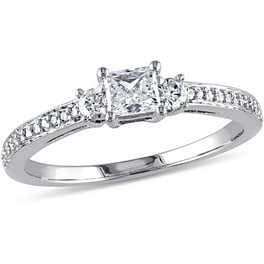 1 2 Carat T.W. Diamond Princess Cut Three Stone 14kt White Gold Engagement Ring Walmart