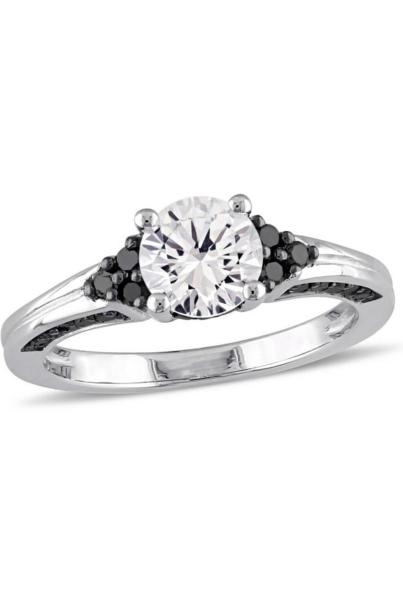 Women's Created Sapphire and Diamond Sterling Silver Engagement Ring