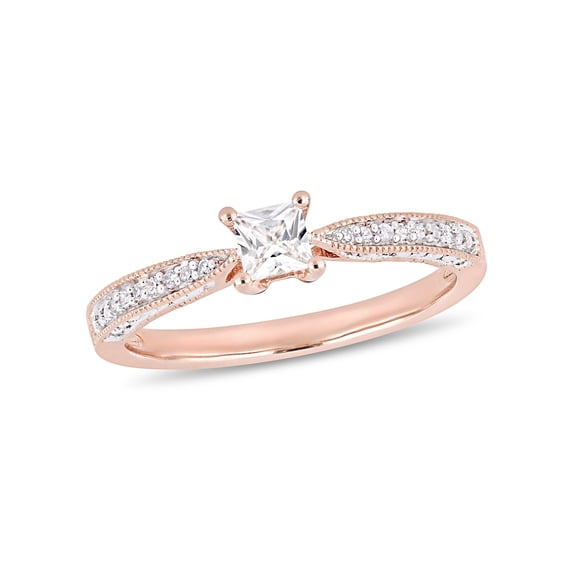 Everly Women's Created Sapphire and Diamond Rose Gold Plated Engagement Ring