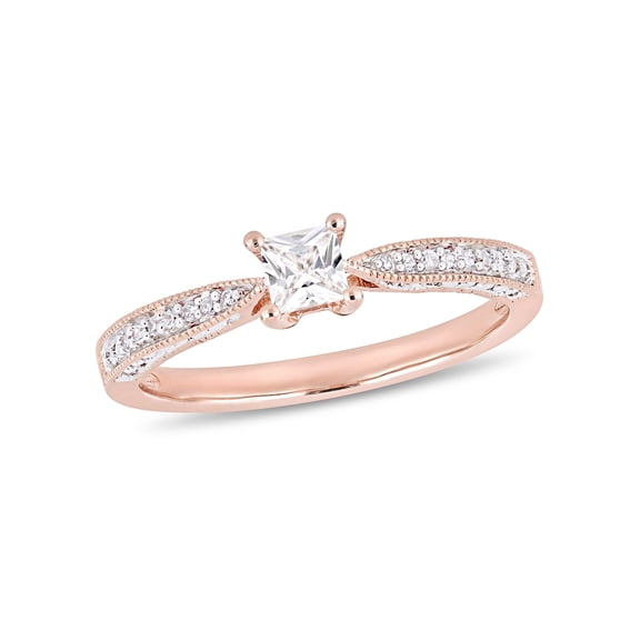 Everly Women's Created Sapphire and Diamond Rose Gold Plated Engagement Ring