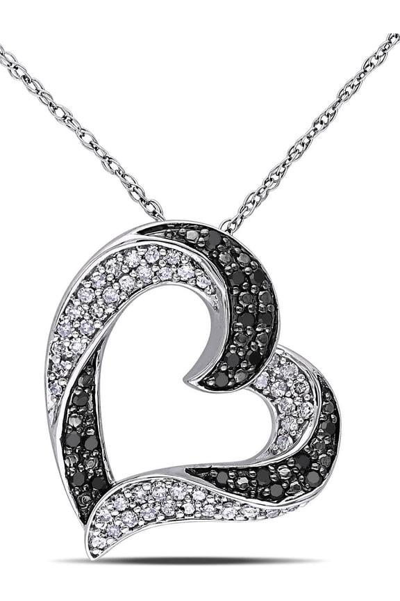 Women's Diamond and Diamond 10k White Gold Necklace