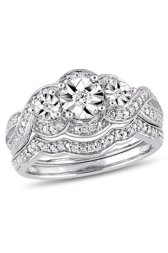 Women's Diamond Sterling Silver Bridal Set