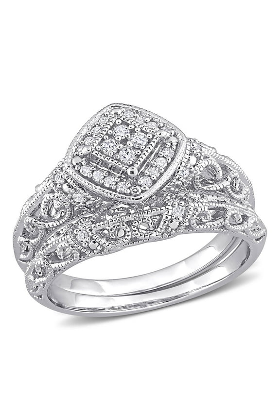 Women's Diamond Sterling Silver Bridal Set