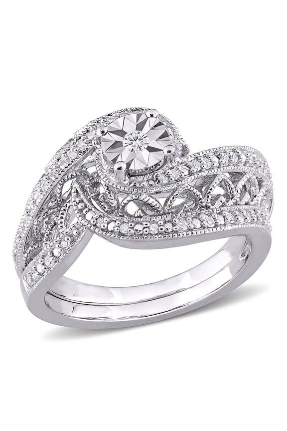 Women's Diamond Sterling Silver Bridal Set