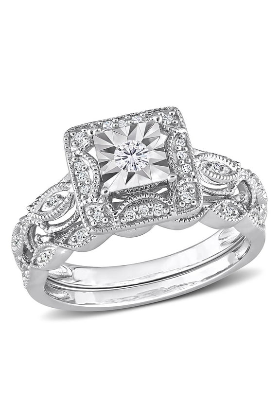 Women's Diamond Sterling Silver Bridal Set