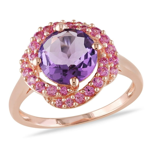 Everly Women's Amethyst and Sapphire Rose Gold Plated Ring