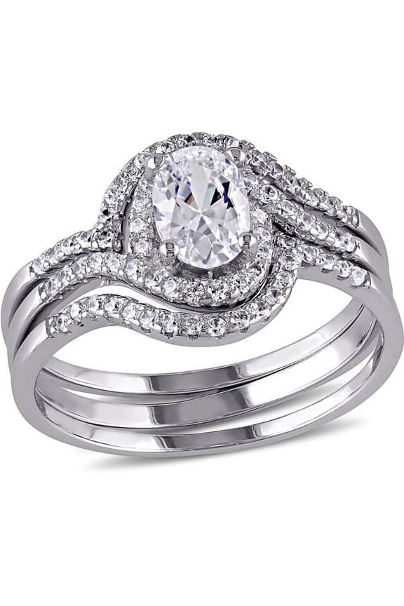 Women's Cubic Zirconia Sterling Silver Bridal Set