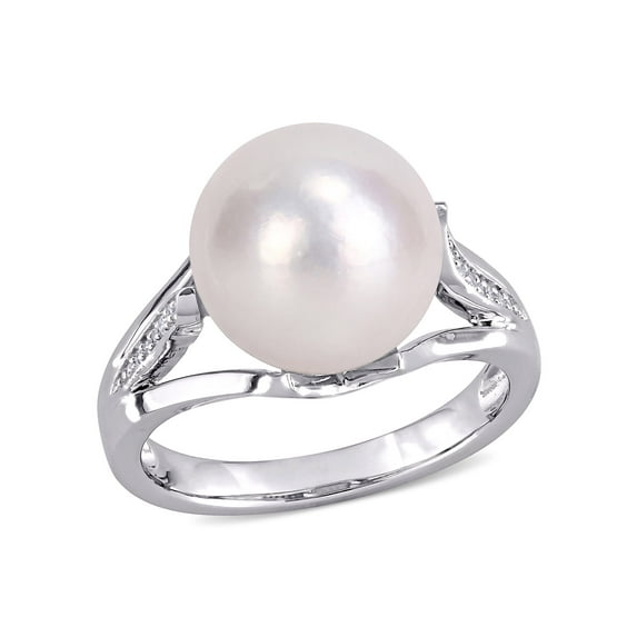 Everly Women's Cultured Pearl and Diamond Sterling Silver Ring