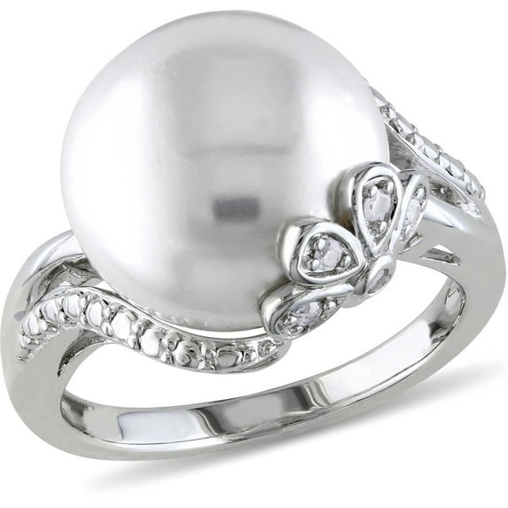 Everly Women's Cultured Pearl and Diamond Sterling Silver Ring