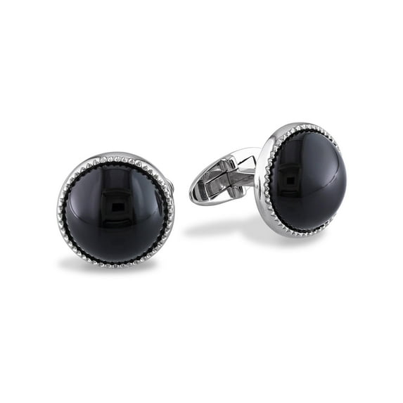 Everly Unisex Onyx Sterling Silver Cufflink