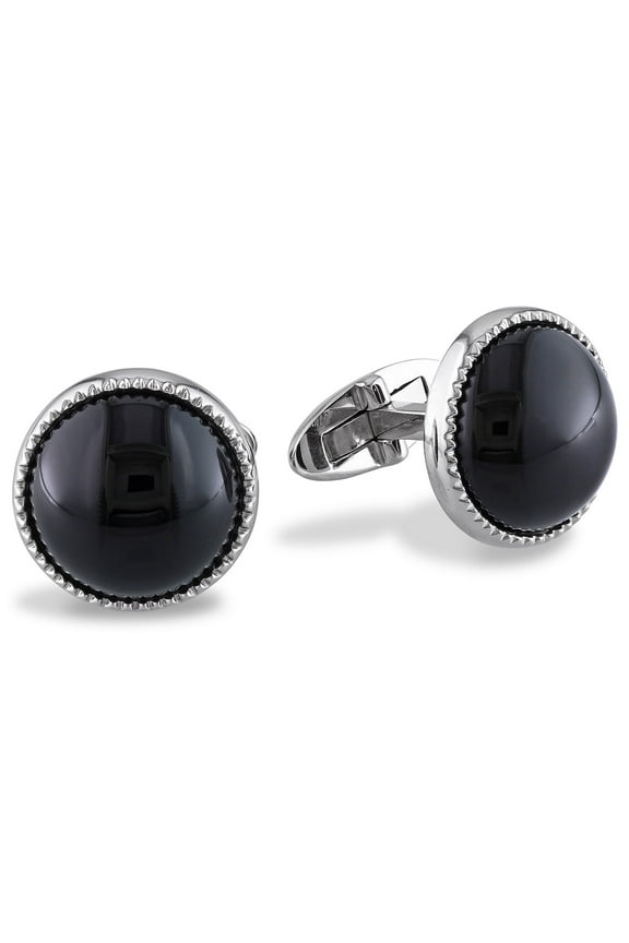 Unisex Onyx Sterling Silver Cufflink