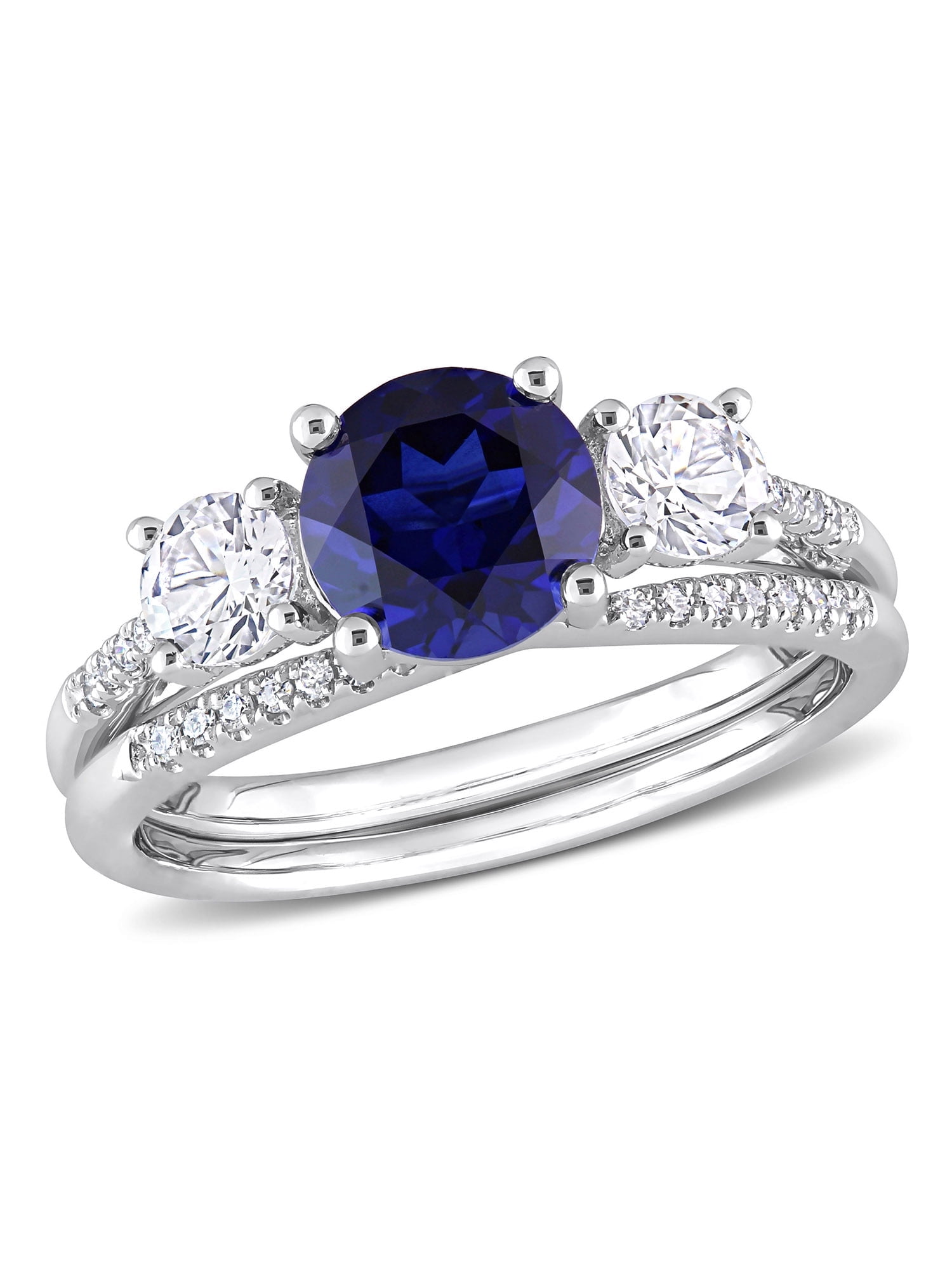 Everly Women's Created Sapphire 10k White Gold Bridal Set